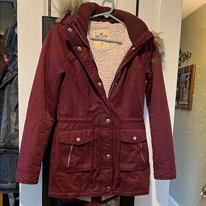Hollister Women's Maroon Utility Jacket